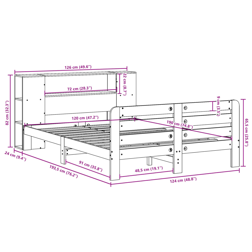 vidaXL lit en bois massif sans matelas blanc 120x190 cm bois de pin
