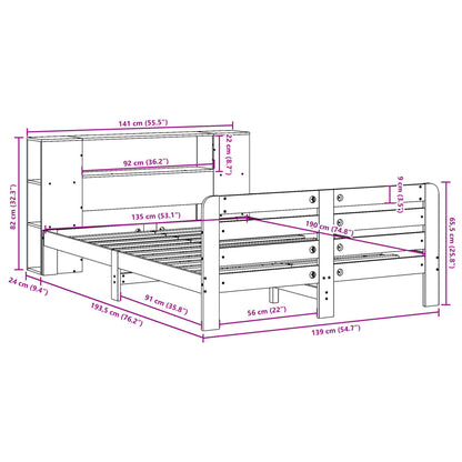 vidaXL Lit en bois massif sans matelas 135x190 cm Pin