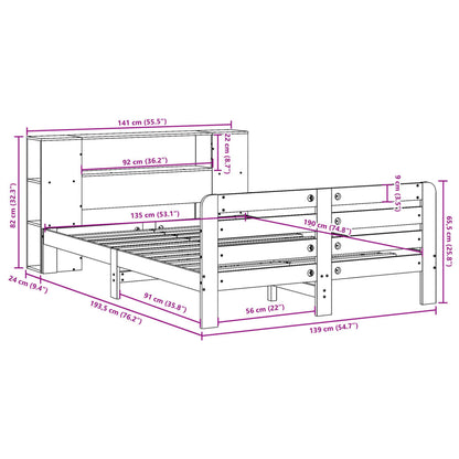 vidaXL Massivholzbett ohne Matratze Weiß 135x190 cm Kiefernholz