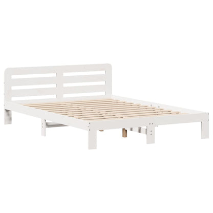 vidaXL Massivholzbett ohne Matratze Weiß 135x190 cm Kiefernholz