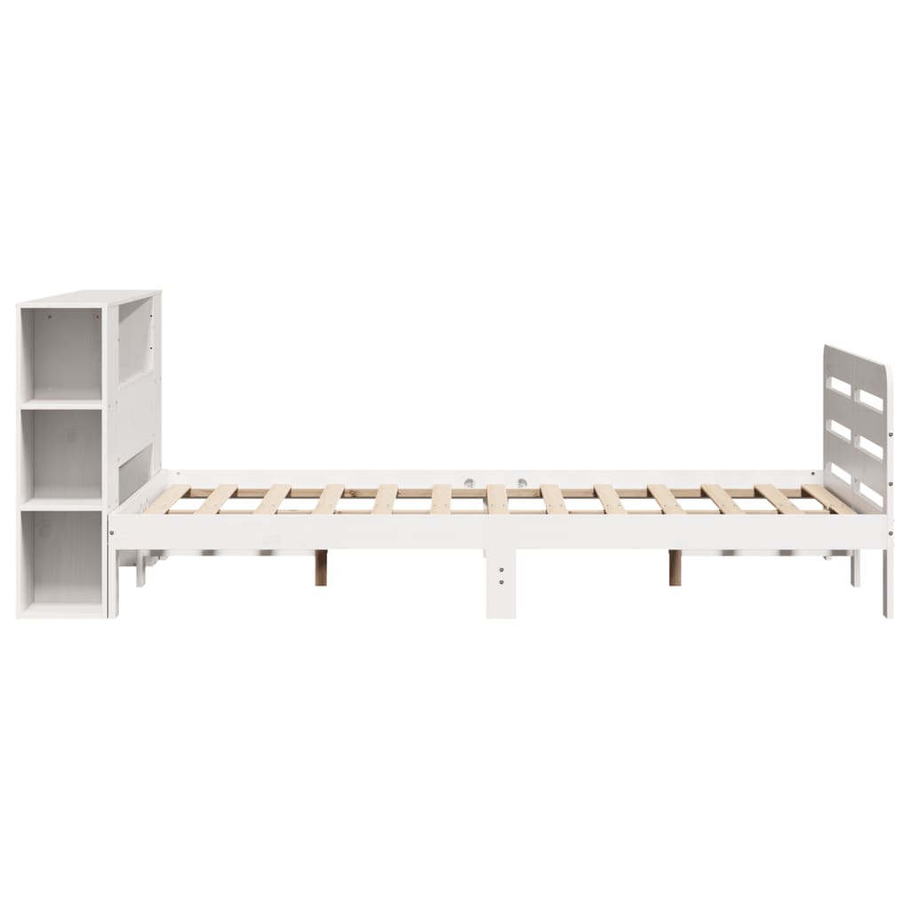 vidaXL Massivholzbett ohne Matratze Weiß 135x190 cm Kiefernholz