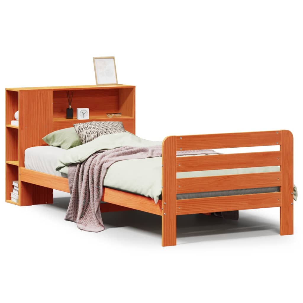 vidaXL Massivholzbett ohne Matratze Wachsbraun 75x190 cm Kiefernholz