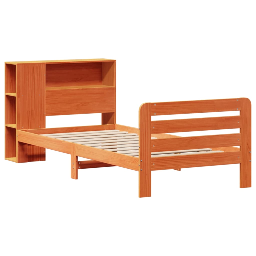 vidaXL Massivholzbett ohne Matratze Wachsbraun 75x190 cm Kiefernholz