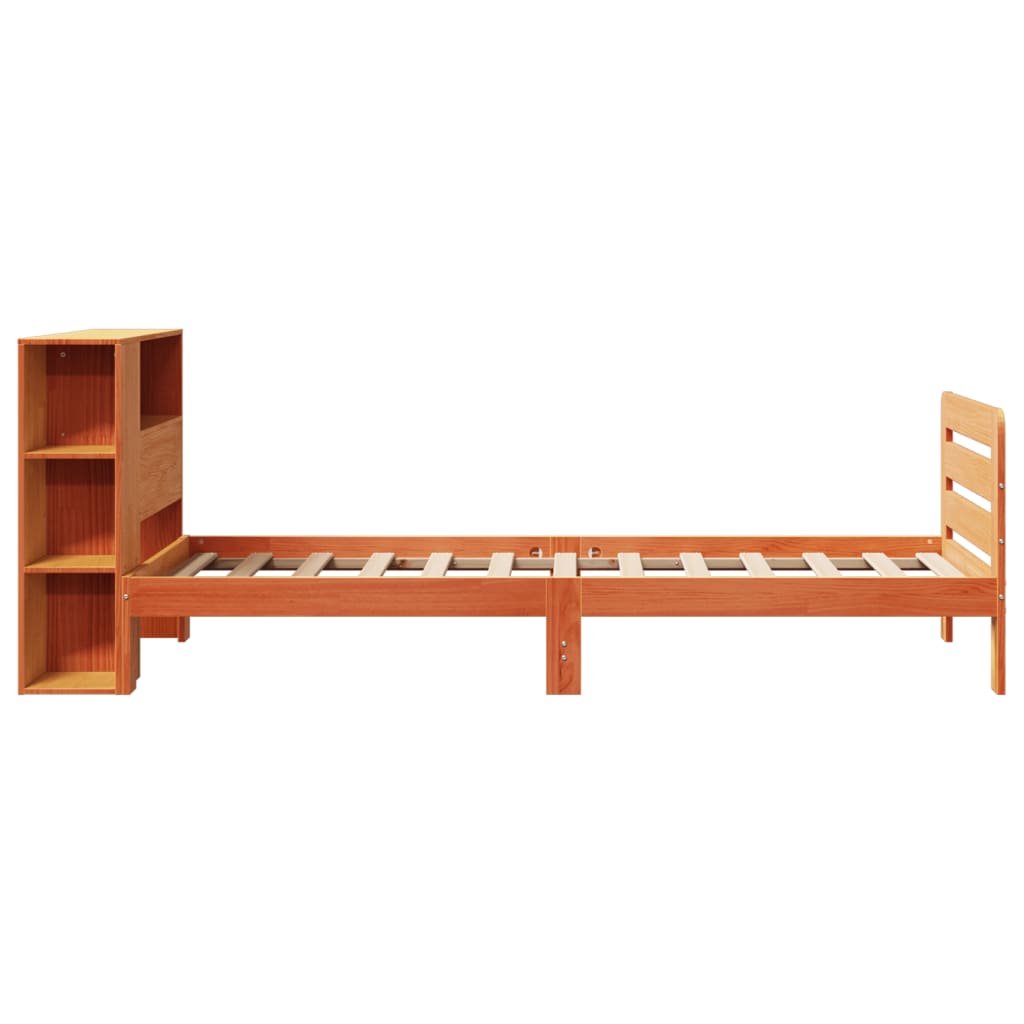 vidaXL Massivholzbett ohne Matratze Wachsbraun 75x190 cm Kiefernholz