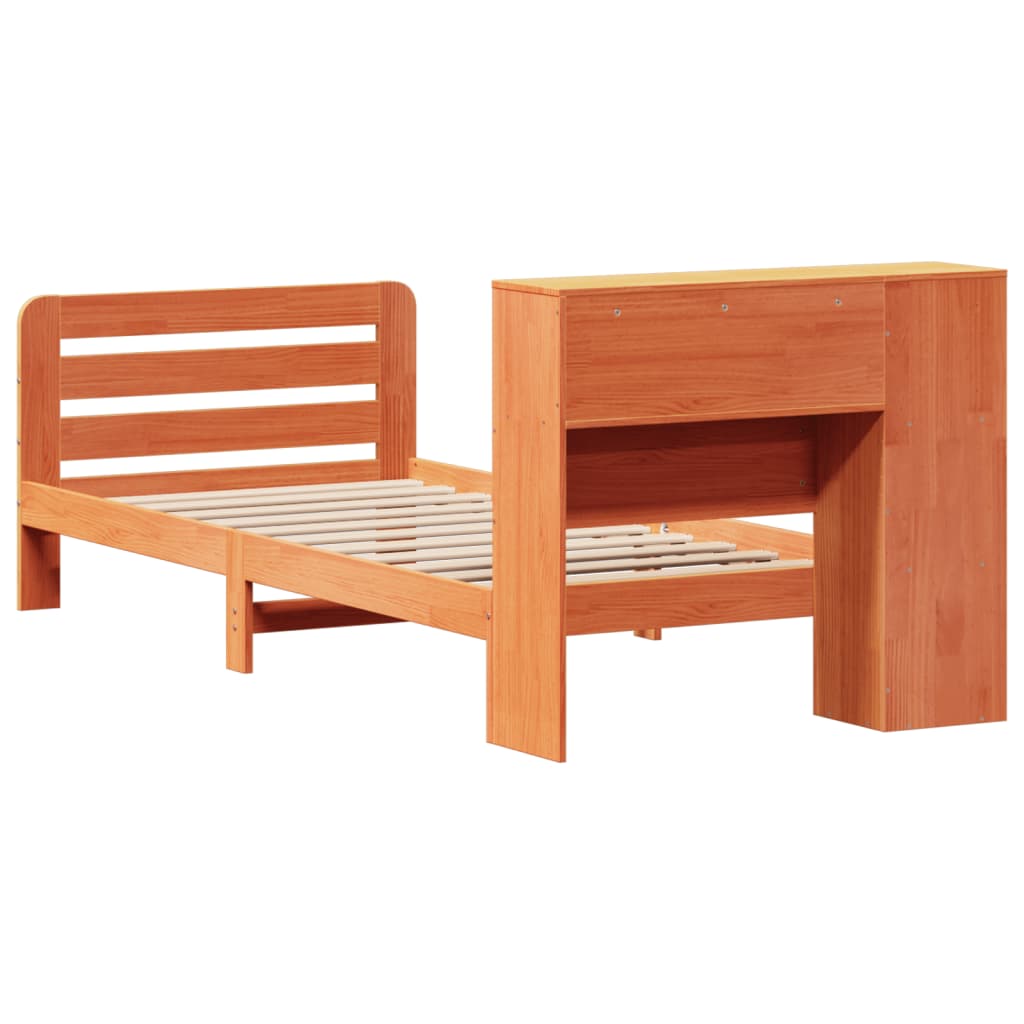 vidaXL Massivholzbett ohne Matratze Wachsbraun 75x190 cm Kiefernholz