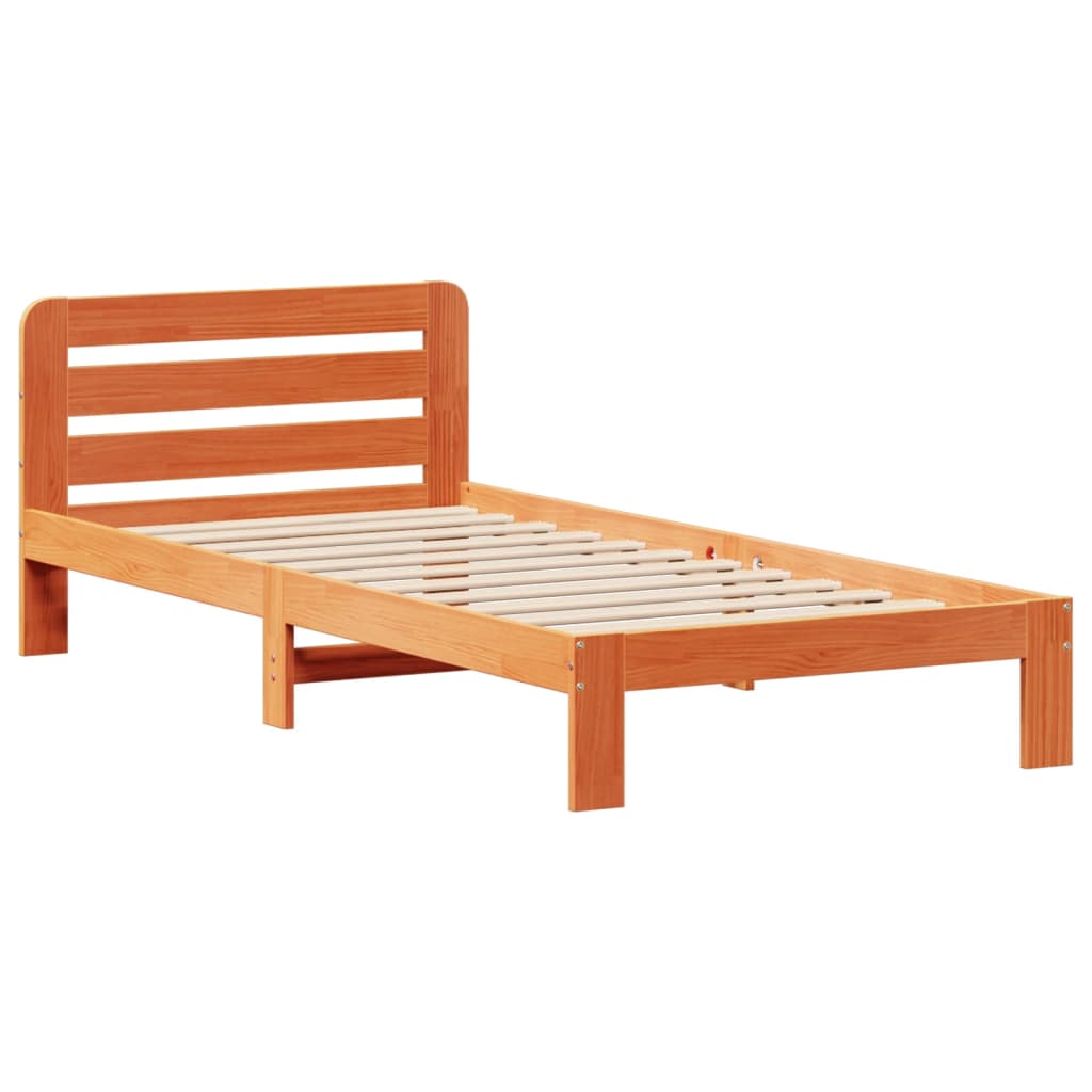 vidaXL Massivholzbett ohne Matratze Wachsbraun 75x190 cm Kiefernholz