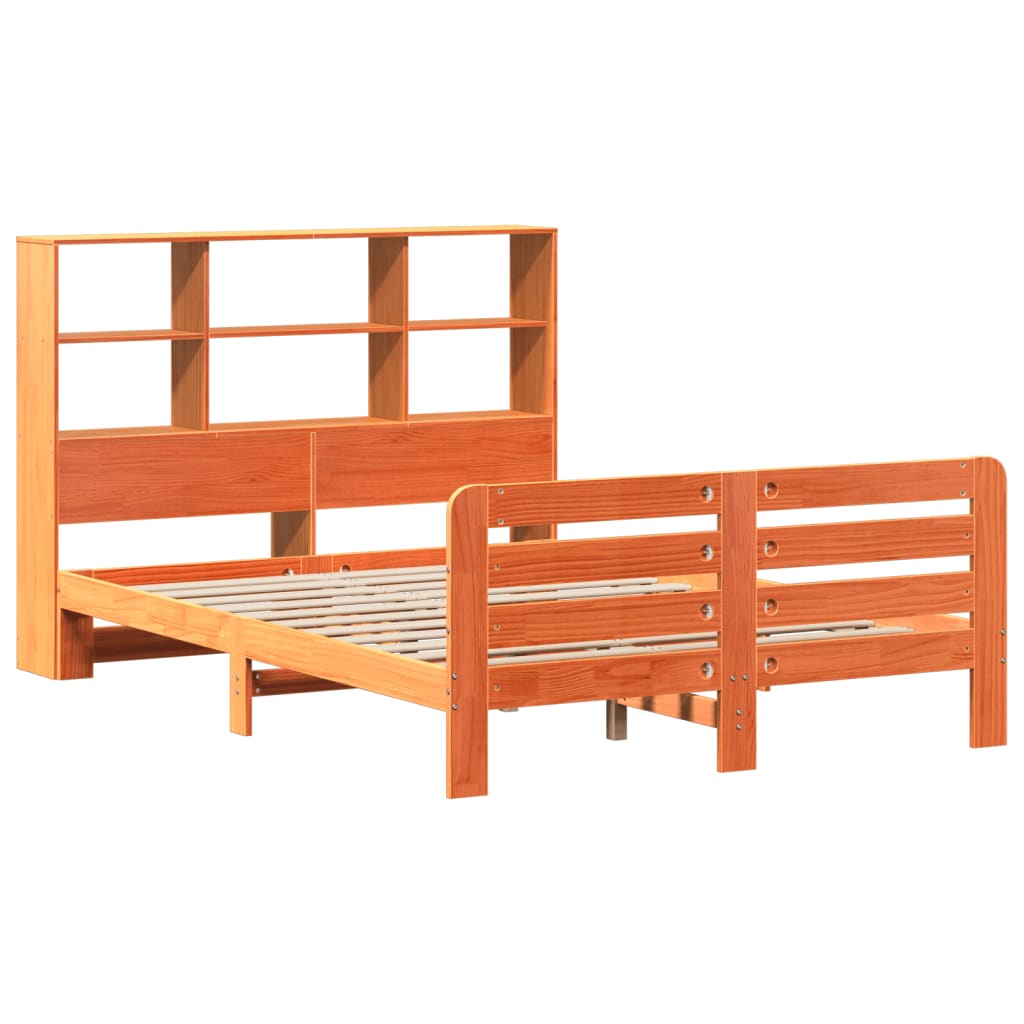 vidaXL Massivholzbett ohne Matratze Wachsbraun 120x200 cm Kiefernholz
