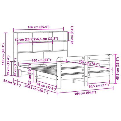 vidaXL Massivholzbett ohne Matratze 160x200 cm Kiefernholz