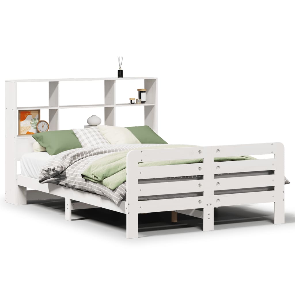 vidaXL Lit en bois massif sans matelas Blanc 160x200 Bois de pin