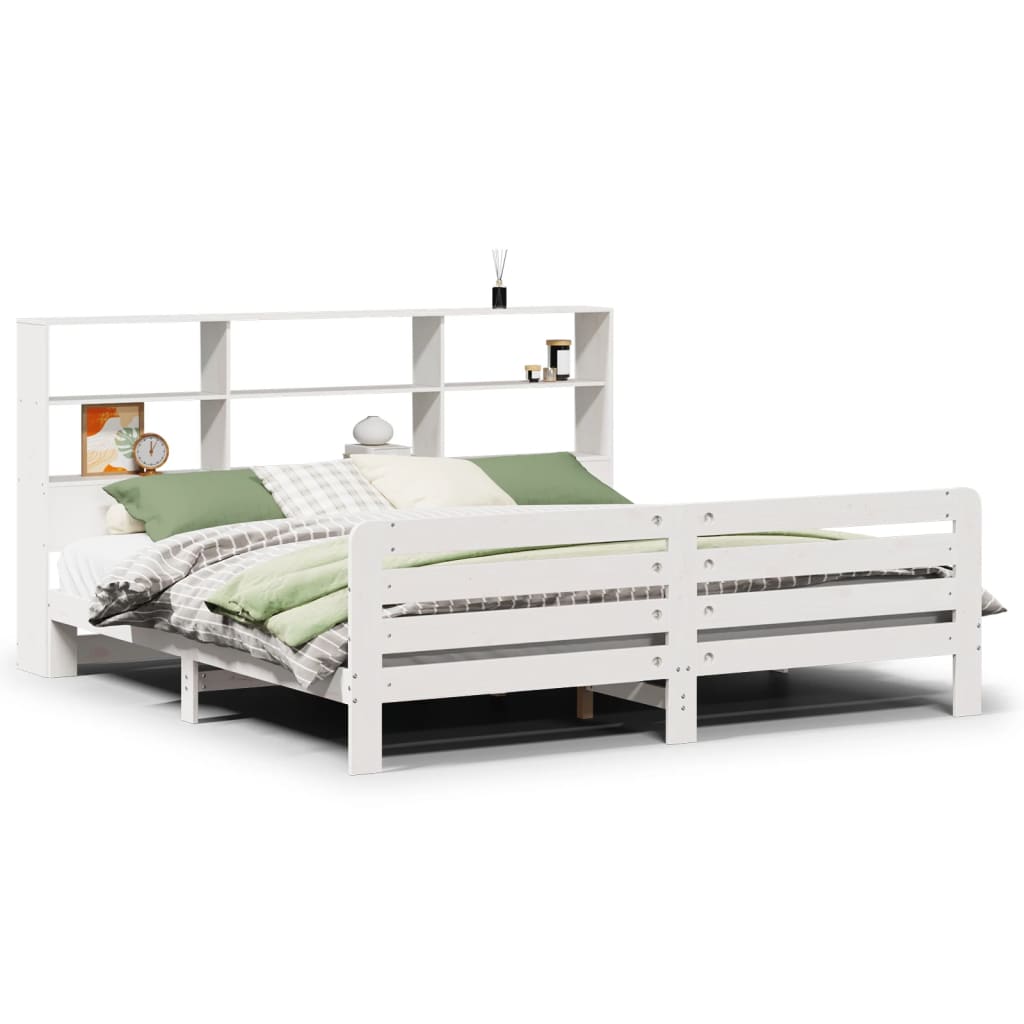 vidaXL Massivholzbett ohne Matratze Weiß 180x200 cm Kiefernholz