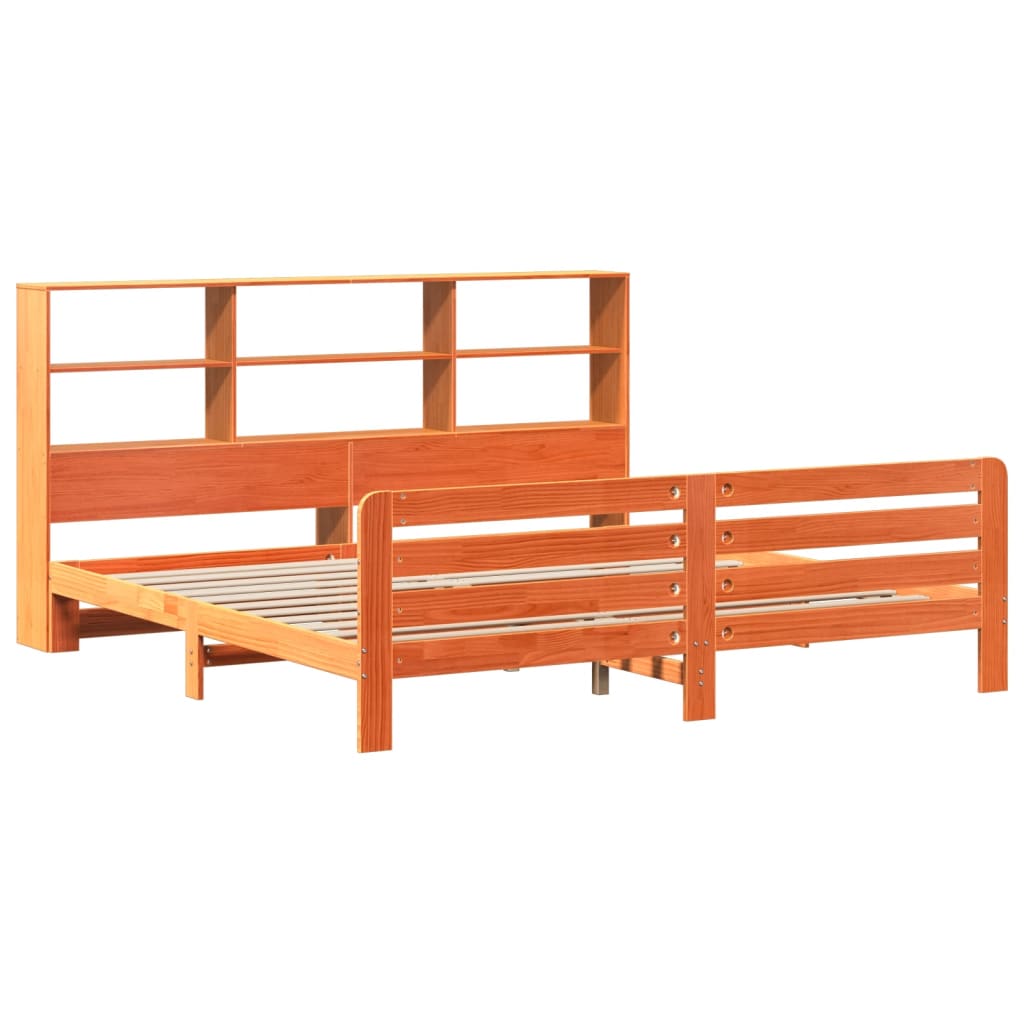vidaXL Massivholzbett ohne Matratze Wachsbraun 180x200 Kiefernholz