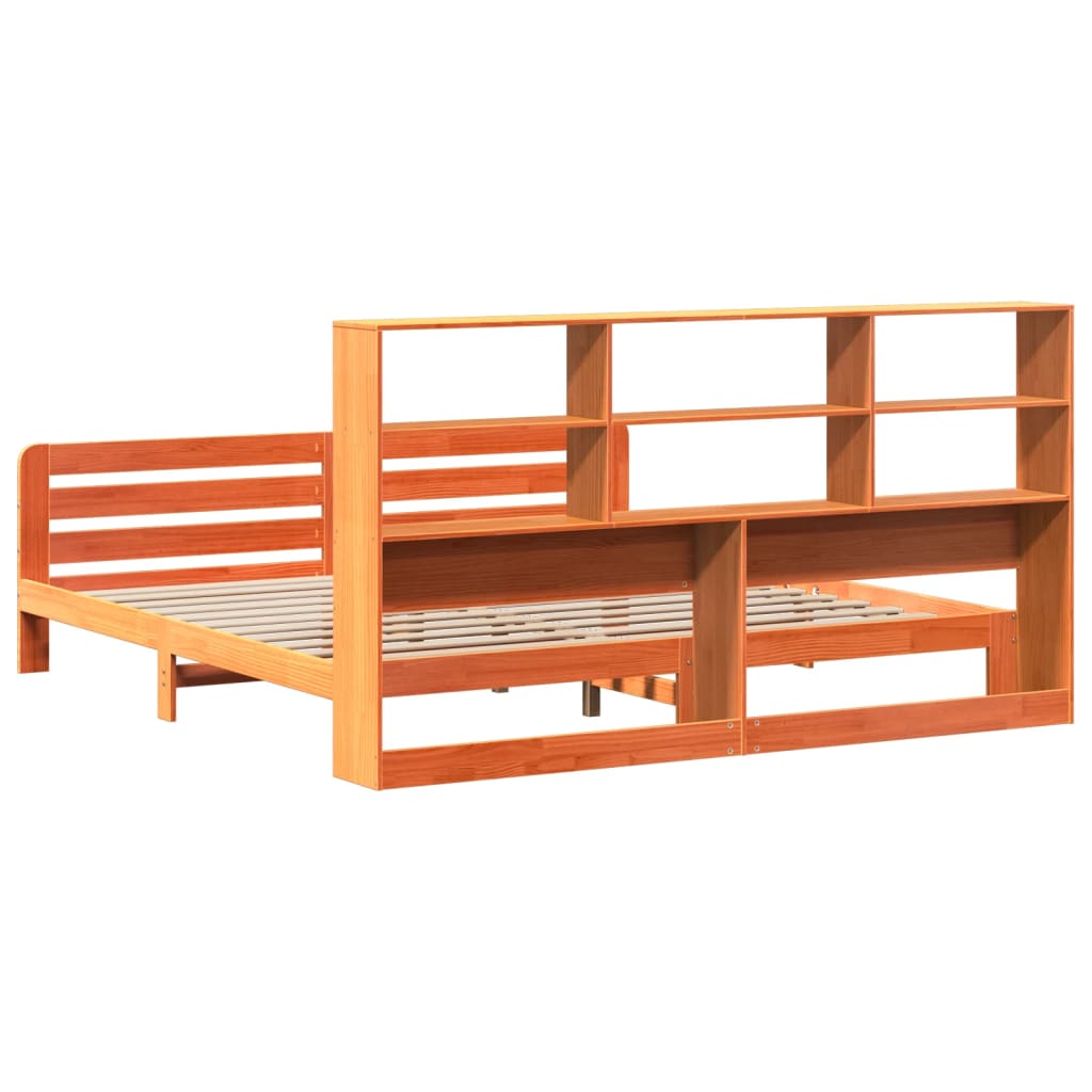 vidaXL Massivholzbett ohne Matratze Wachsbraun 180x200 Kiefernholz
