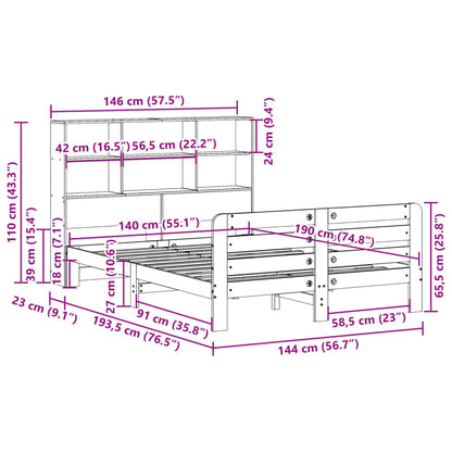vidaXL Massivholzbett ohne Matratze Wachsbraun 140x190 cm Kiefernholz