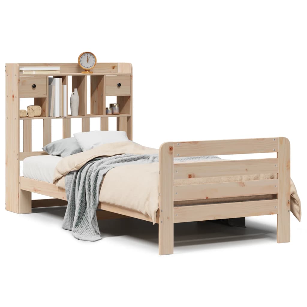 vidaXL Massivholzbett mit Regal ohne Matratze 90x200 cm Kiefer