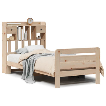 vidaXL Massivholzbett mit Regal ohne Matratze 90x200 cm Kiefer