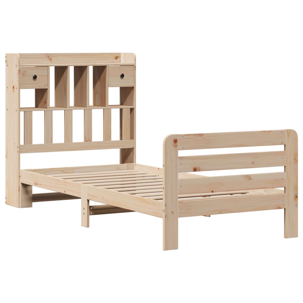 vidaXL Massivholzbett mit Regal ohne Matratze 90x200 cm Kiefer