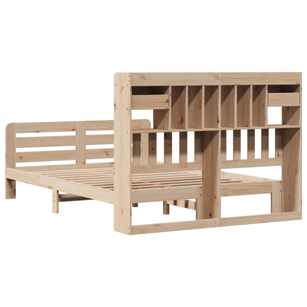 vidaXL Massivholzbett mit Regal ohne Matratze 150x200 cm Kiefernholz