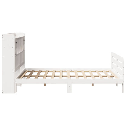 vidaXL Massivholzbett mit Regal ohne Matratze Weiß 160x200 cm Kiefer