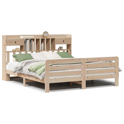 vidaXL Lit en bois massif avec étagère sans matelas 180x200 cm Bois de pin