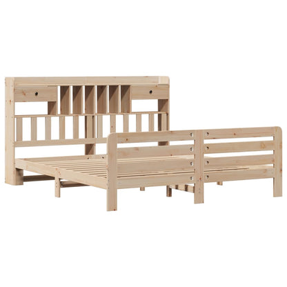 vidaXL Lit en bois massif avec étagère sans matelas 180x200 cm Bois de pin