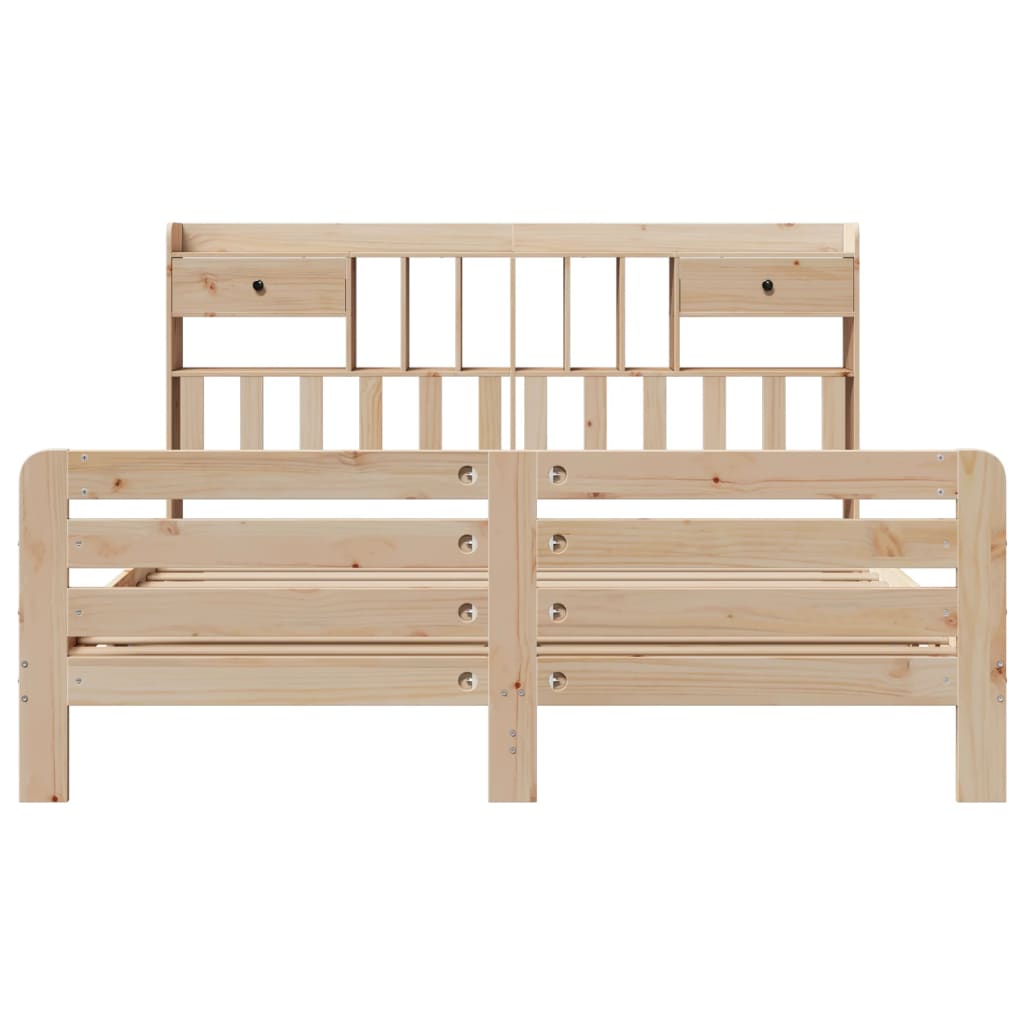 vidaXL Lit en bois massif avec étagère sans matelas 180x200 cm Bois de pin