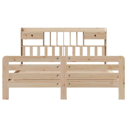vidaXL Lit en bois massif avec étagère sans matelas 180x200 cm Bois de pin