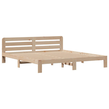 vidaXL Lit en bois massif avec étagère sans matelas 180x200 cm Bois de pin