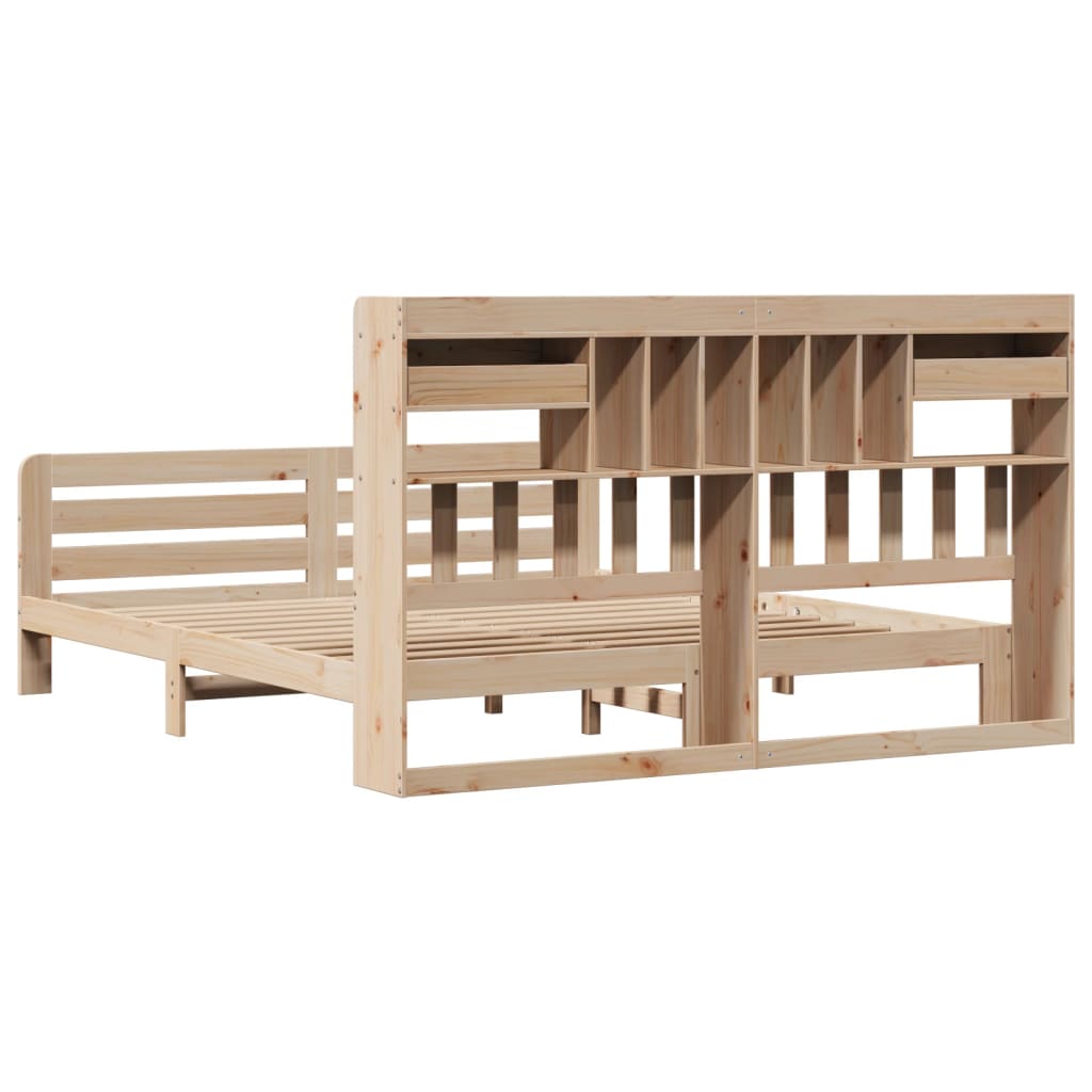 vidaXL Lit en bois massif avec étagère sans matelas 180x200 cm Bois de pin