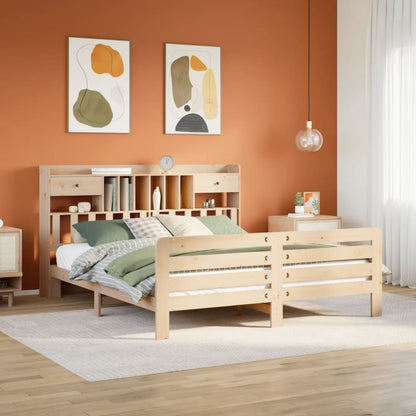 vidaXL Lit en bois massif avec étagère sans matelas 180x200 cm Bois de pin
