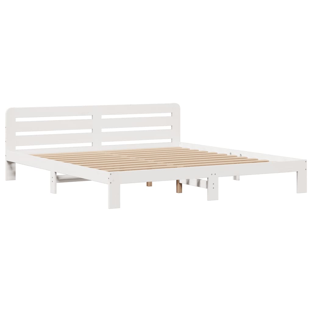vidaXL Massivholzbett mit Regal ohne Matratze Weiß 180x200 cm Kiefer