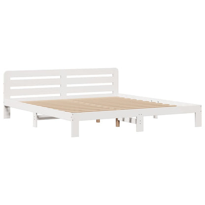 vidaXL Massivholzbett mit Regal ohne Matratze Weiß 180x200 cm Kiefer