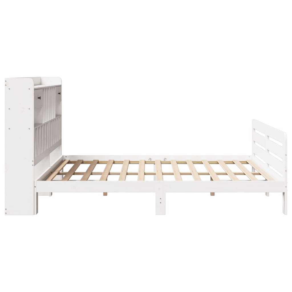 vidaXL Massivholzbett mit Regal ohne Matratze Weiß 180x200 cm Kiefer