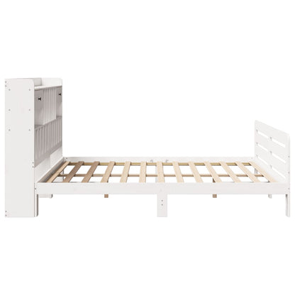 vidaXL Massivholzbett mit Regal ohne Matratze Weiß 180x200 cm Kiefer