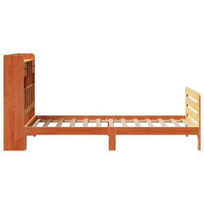 vidaXL Massivholzbett mit Regal ohne Matratze Wachsbraun 75x190 cm