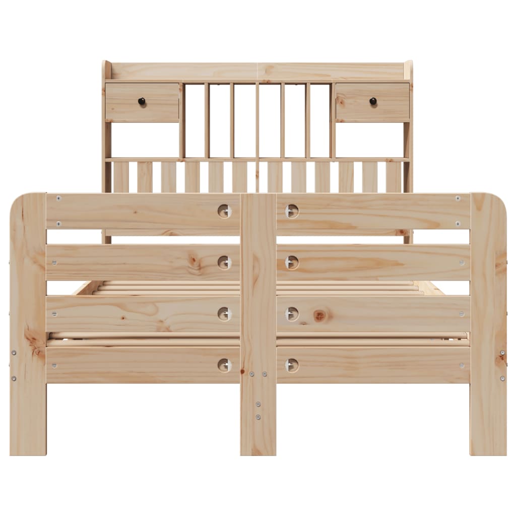 vidaXL Lit en bois massif avec étagère sans matelas 135x190 cm Pin