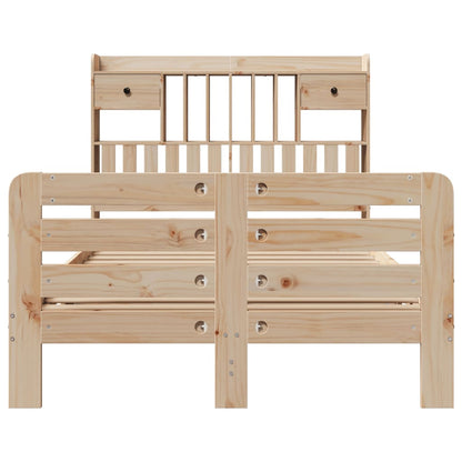 vidaXL Lit en bois massif avec étagère sans matelas 135x190 cm Pin