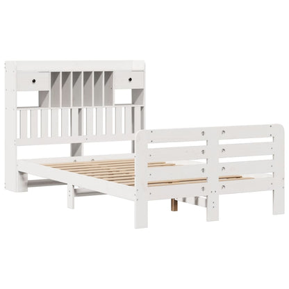 vidaXL Massivholzbett mit Regal ohne Matratze Weiß 135x190 cm Kiefer