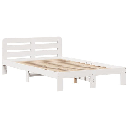 vidaXL Massivholzbett mit Regal ohne Matratze Weiß 135x190 cm Kiefer