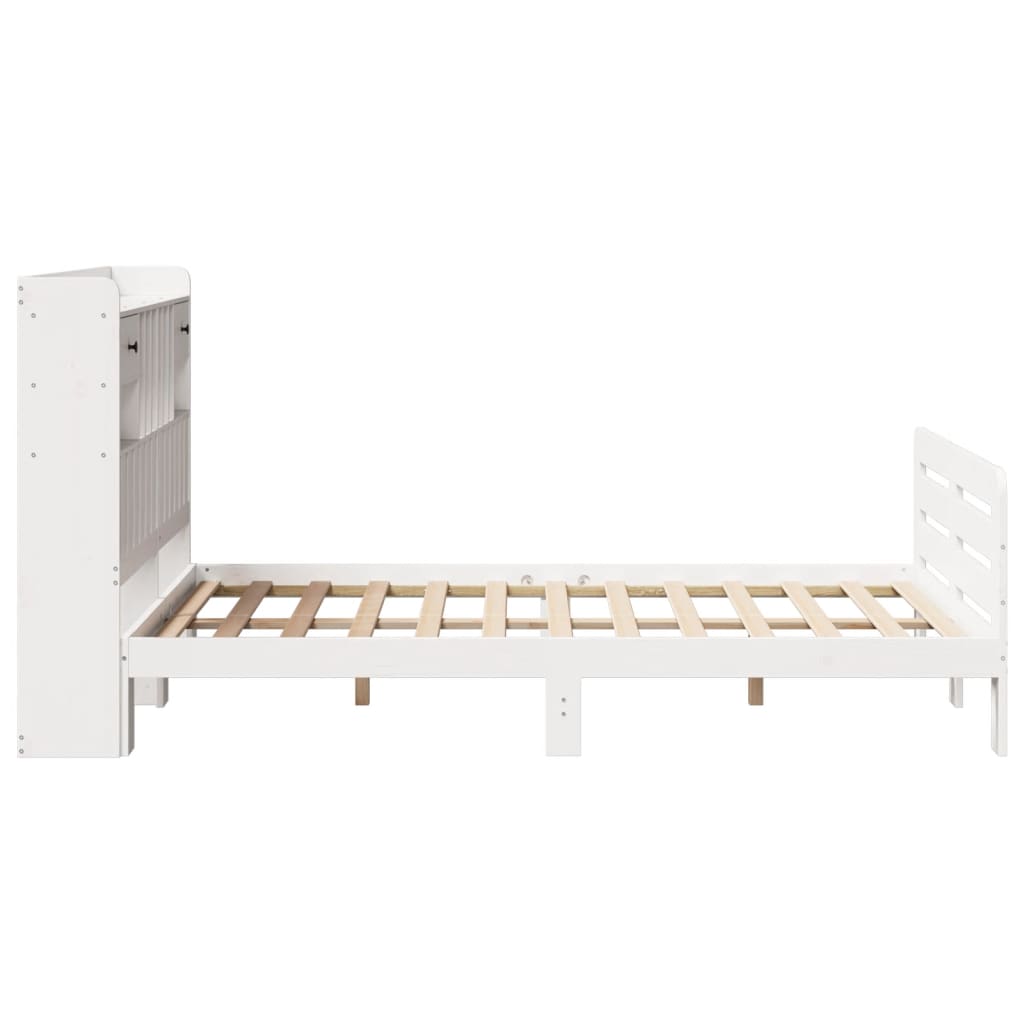 vidaXL Massivholzbett mit Regal ohne Matratze Weiß 135x190 cm Kiefer