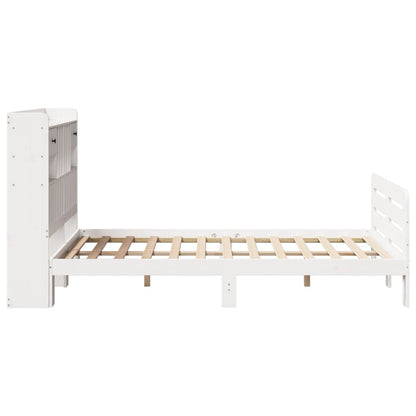 vidaXL Massivholzbett mit Regal ohne Matratze Weiß 135x190 cm Kiefer