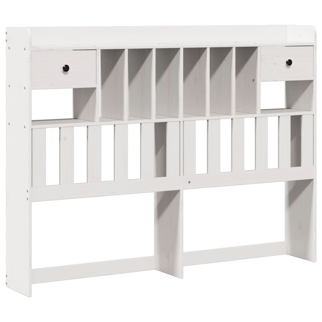 vidaXL Lit en bois massif avec étagère sans matelas Blanc 140x190 cm Pin
