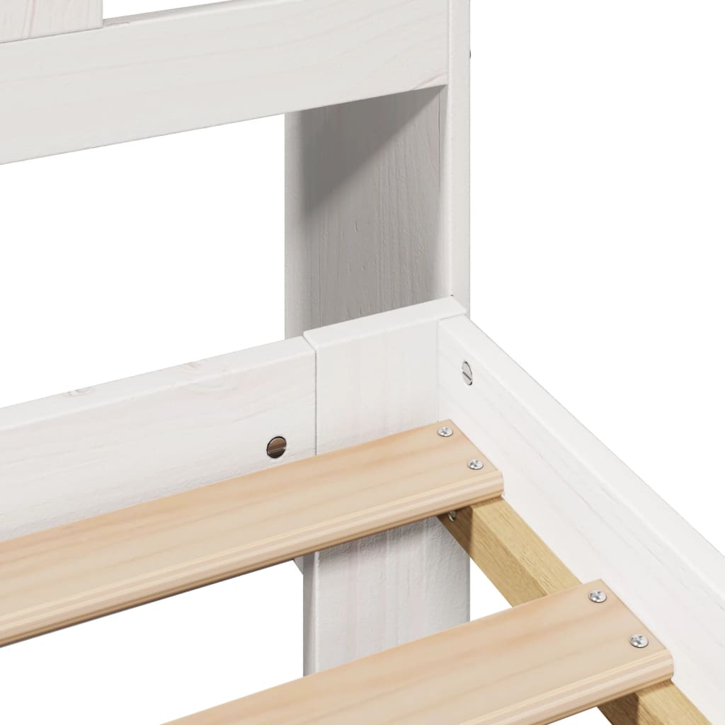 vidaXL Lit en bois massif avec étagère sans matelas Blanc 140x190 cm Pin