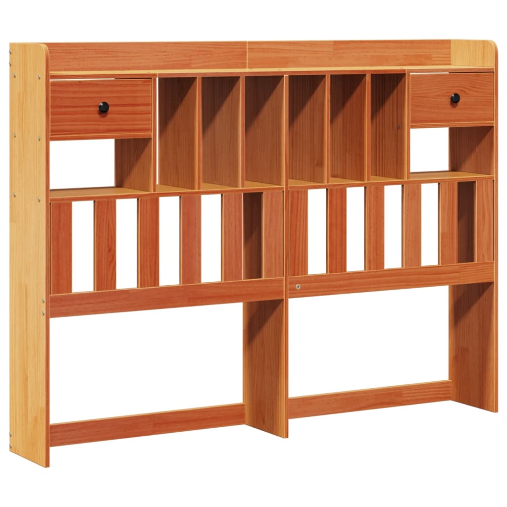 vidaXL Massivholzbett mit Regal ohne Matratze Wachsbraun 140x190 cm