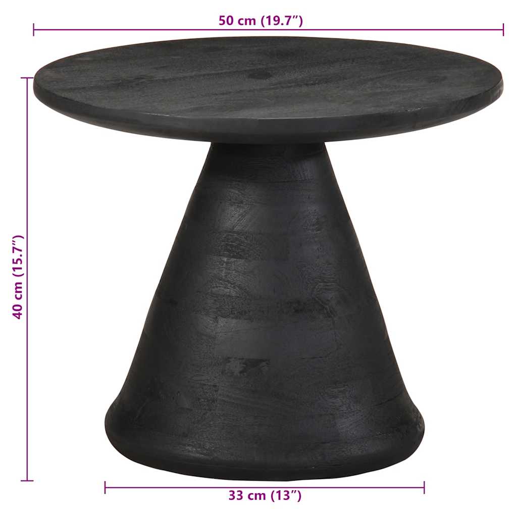 vidaXL Table d'appoint noir Ø 50 x 40 cm Bois de manguier massif