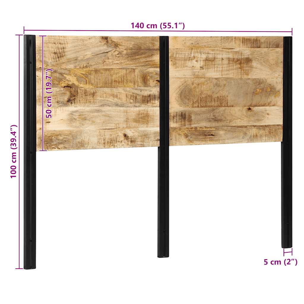 Kopfteil 140 cm Massivholz Mango und Eisen