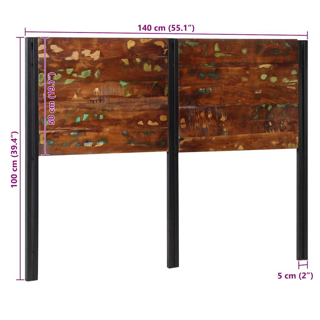 vidaXL Kopfteil 140 cm Altholz Massivholz und Eisen
