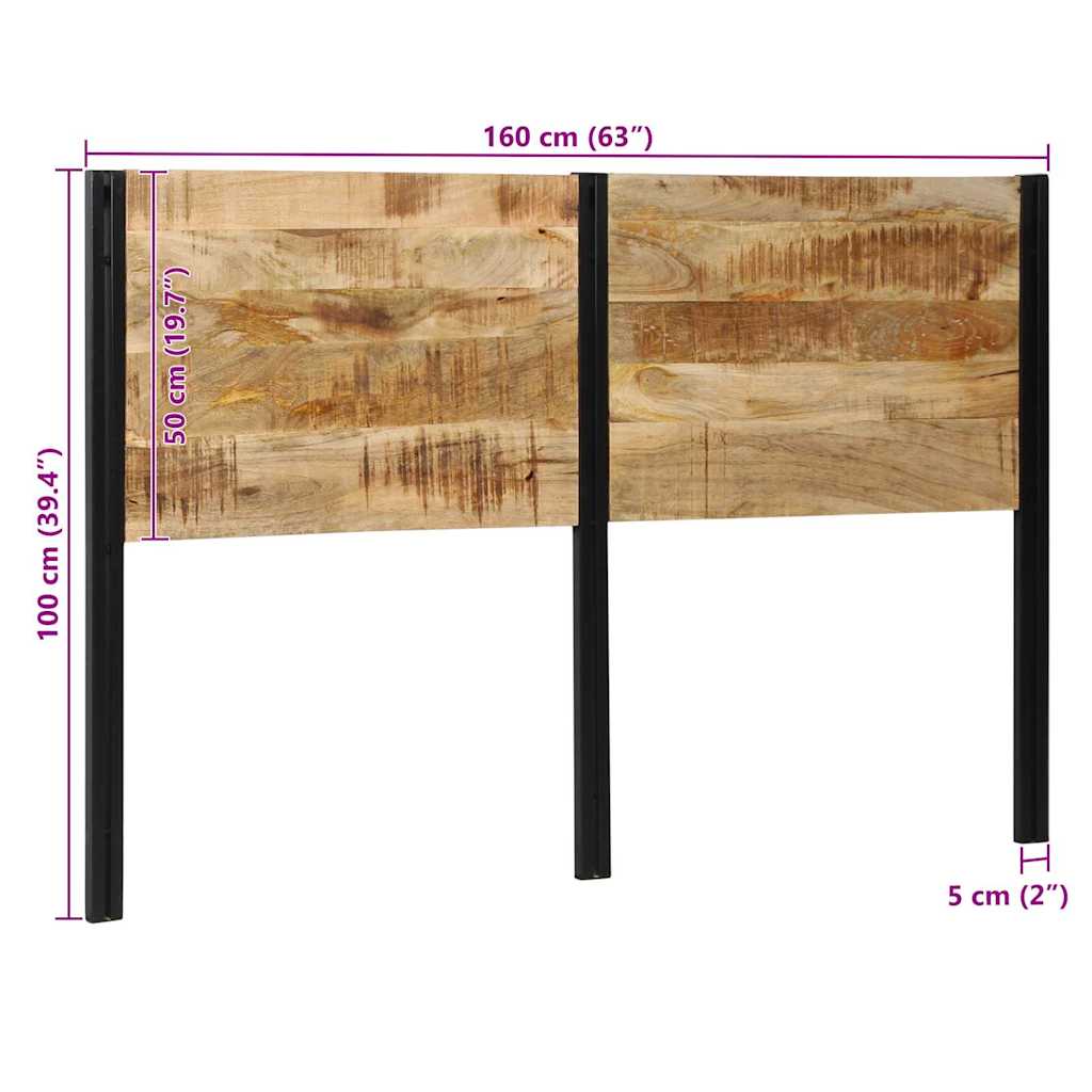 vidaXL Kopfteil 160 cm Massivholz Mango und Eisen