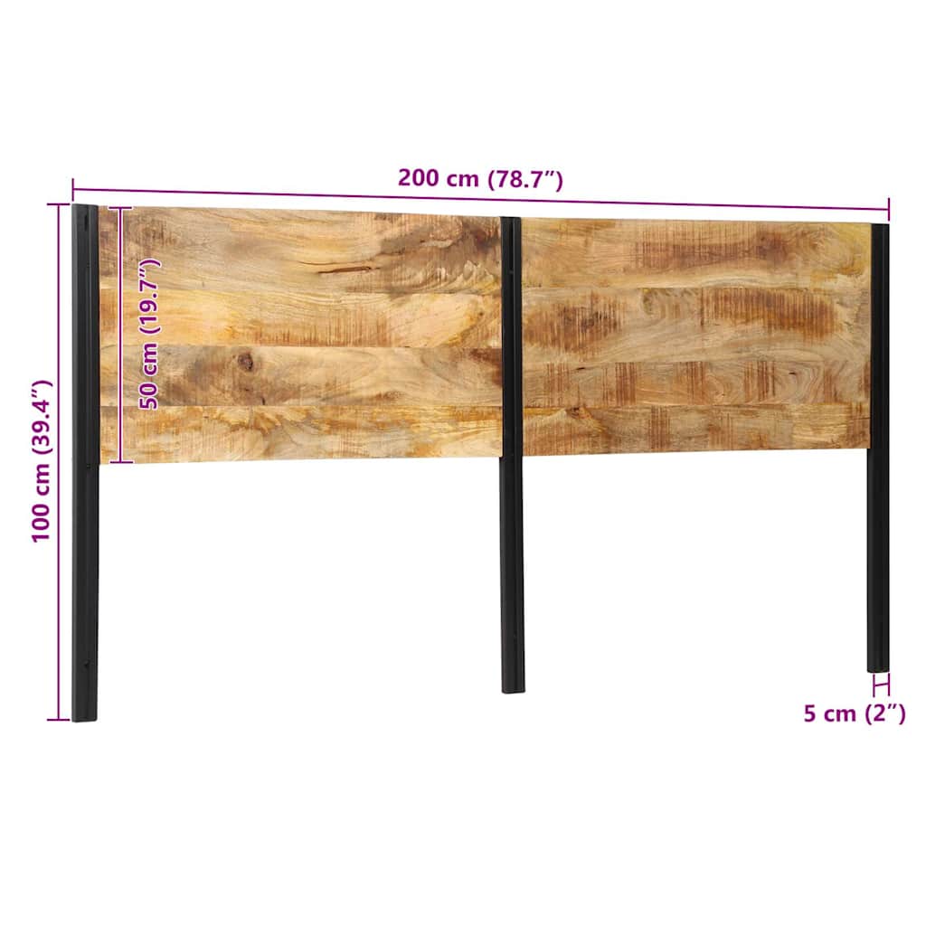 Kopfteil 200 cm Massivholz Mango und Eisen