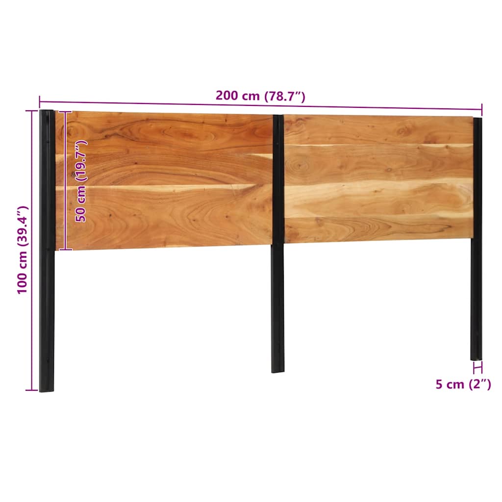 vidaXL Kopfteil 200 cm Massivholz Akazie und Eisen