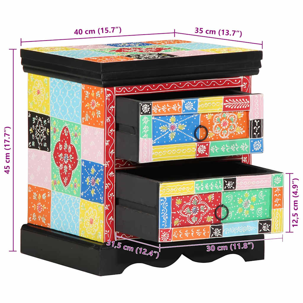 vidaXL Nachttisch Mehrfarbig 40 x 35 x 45 cm Massivholz Mango